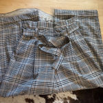 MARELLA Wool Blend Plaid Belted Pants Wide Leg Size 4 Brown Photo 0