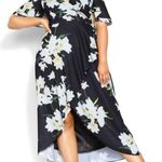 City Chic Black Elegant Floral Wrap Maxi Dress Sz.M(18) NWT Photo 0