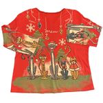 VTG 90s Jess & Jane festive whimsical artsy Christmas cats meow ornaments top 1X Red Photo 1