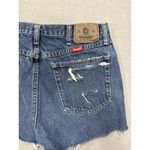 Wrangler  Women's Blue Denim Cutoff Shorts Distressed Frayed Hem Size 34 Photo 3
