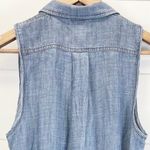 Level 99 Shirt Dress Womens Small Chambray Tencel Linen Pintuck Minimal Coastal Blue Photo 5