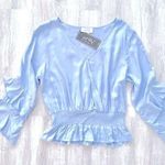 Blue Flowy Peplum Top XL Photo 0