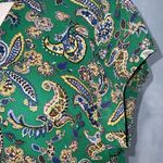 DR2 Green & Blue Paisley Short Sleeve Double V Above Knee Casual Chiffon Dress L Size L Photo 7