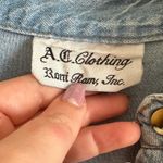 VINTAGE | Blue Boxy Denim Short Sleeve Western Shirt | Size Small Photo 2