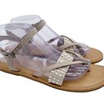Toms  Lexie Strappy Sandals Oxford Tan Heritage Canvas Diamond Tribal Size 9 Photo 1