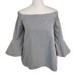 cupio Navy Stripe Off the Shoulder Top Size Medium Preppy Striped Top Photo 0