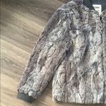 Dylan  Gray Faux Fur Jacket Large Women’s Cozy Bomber Jacket Photo 6