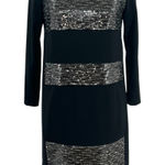 Gerard Darel  Sequin Shift‎ Dress Long Sleeve Black Silver Size 38 US 6 Photo 0