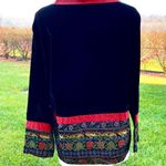 Coldwater Creek  Small Jacket Velvet Button Front Black Wine Tapestry Holiday Photo 6