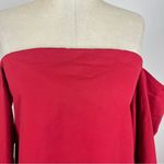 Theory  Laureema Off The Shoulder Light Poplin Top in Crimson Red Photo 3