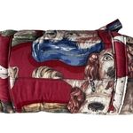 Vintage 60s Talon Zipper Marj Dickson Dog Print Padded Fabric Shoulder Bag Red Photo 4