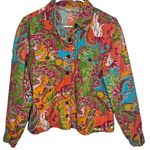VTG Carrie Allen Paisley Beaded Sequin Denim Jacket Womens Medium Cotton Boho Yellow Photo 0
