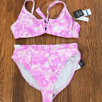 California Waves Bikini Set V-Wire Bralette High Waisted Pink Junior’s XL NWT Photo 0