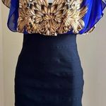 Nicole Miller Nicole By NWT Blue Black W Gold Brown Feather Prints SZ 8 Photo 0