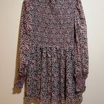 Lulus Floral Forever Green and Pink Smocked Long Sleeve Skater Mini Dress Size L Photo 2