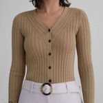 Club Monaco  tan ribbed cardigan brown beige size M Photo 0