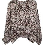 ZARA Multicolor Leopard Print Bliouson Sleeve Sateen Shirt, EUC, Size Small Photo 4