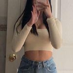 Long sleeve cropped workout top Tan Size XS Photo 1