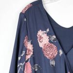 Collective Concepts XXL Dress Navy Blue Pink Floral Knee Length Faux Wrap 570 Photo 4