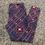 LuLaRoe  Buttery Soft Yoga Band Leggings Navy w/ Stripes Shapes Size T/C EUC 6840 Photo 1