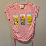French Pastry Sunflower Twisted Rushed Y2k Pink Baby Tee Shirt Size Small NWOT t1231 Photo 0