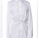 Helmut Lang  Gathered Button-Front Long Sleeve Knot White Shirt | S Photo 0