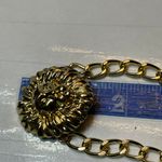 Head Carved Lion Bracelet In Gold Tone Photo 4
