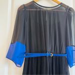 Alyx Limited Blue & Black SheerDress Belt Waist Button Back Size 6 Photo 4