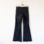 EXPRESS Mid Rise Washed Black '70s Flare Distressed Jeans Size 4 R Photo 4