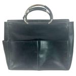 Gucci Vintage Black Leather Structured Handbag with Silver-Tone Metal Handles Photo 0