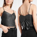 EXPRESS Metallic Pleated Bow Back Cropped Cami Tank Top Size M NWT Photo 1