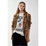 Free People  Wool Mari Tartan Plaid Blazer Winter Wheat XL Dark Academia Preppy Photo 4