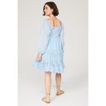 Area Stars Eyelet Trim Light Blue Long Sleeve Square Neck Dress Size Medium Photo 2