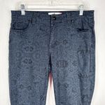 CAbi Size 12 Jeans Skinny All Over Printed Navy Blue Mid Rise Stretch 1636 Photo 3