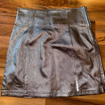 Free People  Metallic Silver Faux Leather Mini Skirt Size 10 holiday sparkle NYE Photo 0