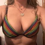 Catalina Vintage 90s  neon rainbow stripe underwire bikini top Photo 1
