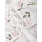 SheIn White Pink Green Floral Embroidery Tie Back Corset Crop Top Small Photo 6