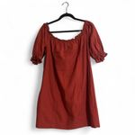 Lulus Dress Sz XL See Ya Later Terra Cotta Off-the-Shoulder Lace-Up 100% Cotton Photo 3