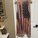 Vocal  Patriotic Flag Cardigan in Red, Blue, and Tan Photo 6