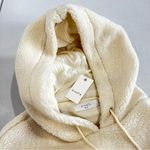 Elodie  Sherpa Hooded Pullover Jacket Size Medium Fully Lined Cream Beige LS Photo 5
