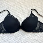 Natori  730023 Feathers Contour Plunge T Shirt Bra 38C Black Mesh Overlay Lace Photo 5