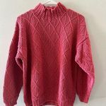 Hunt Club  Sweater Women's Large Pink Vintage Cable Knit Mock Neck Ramie Cotton Photo 0