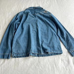 Vintage Floral Stitched Denim Jean Jacket XL Blue Photo 1