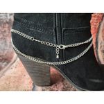 None NWOT Cute Blue Bead and Silver Tone Charm & Chain Boot Bracelet Accessory 15" Photo 3