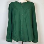 Maeve | Anthropologie Green Button-Up Lightweight Striped Blouse Women’s Size XS Photo 0