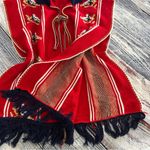 Vintage Red Fringed Women's Poncho Shawl Vest Size undefined Photo 4
