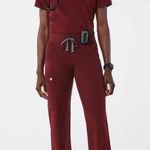 FIGS Kade Cargo Scrub Pants in Burgundy, Size Large Photo 0