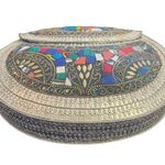 RAMLA L'Oriental Handmade Silver Multicolor Mosaic Metal Crossbody Clutch New Photo 3