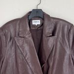 FRNCH  Paris Oversized Faux Leather Chocolate Brown Blazer Size Small Photo 2