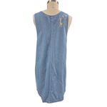 Christopher & Banks 80s Vtg Cotton Blue Denim Jumper Noah's Ark Grandma Sz L Photo 3